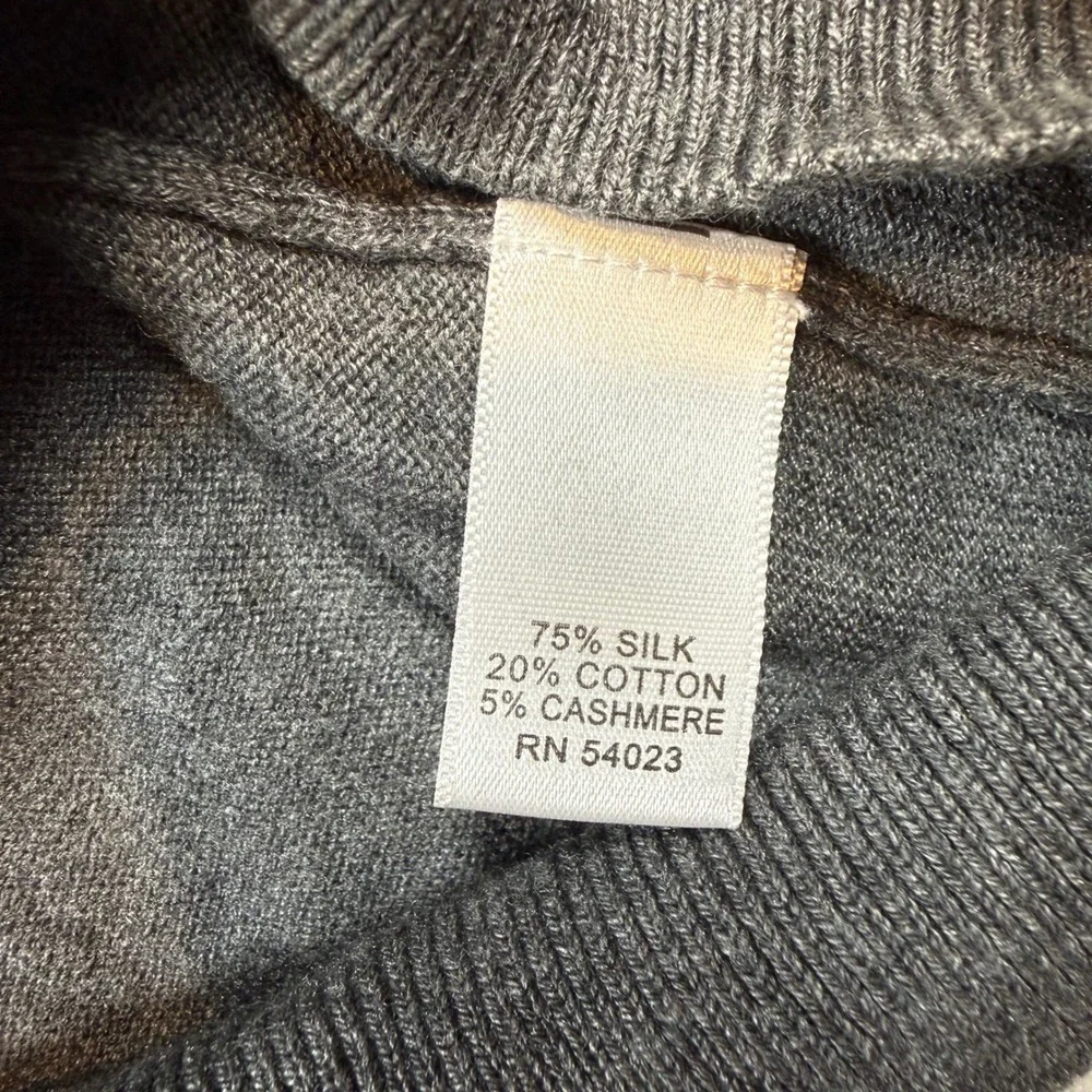 Banana Republic V-Neck Sweater‎ Mens Large Grey Silk Cotton Cashmere Knit